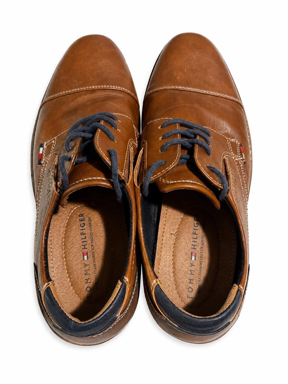 Tommy Hilfiger Men’s Tan Leather Oxford Lace-Up Shoes